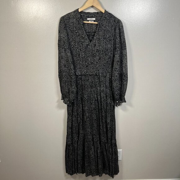Isabel Marant Étoile Likoya Floral Print Tiered Maxi Dress Size EU 38 US 6 Black - Picture 2 of 11